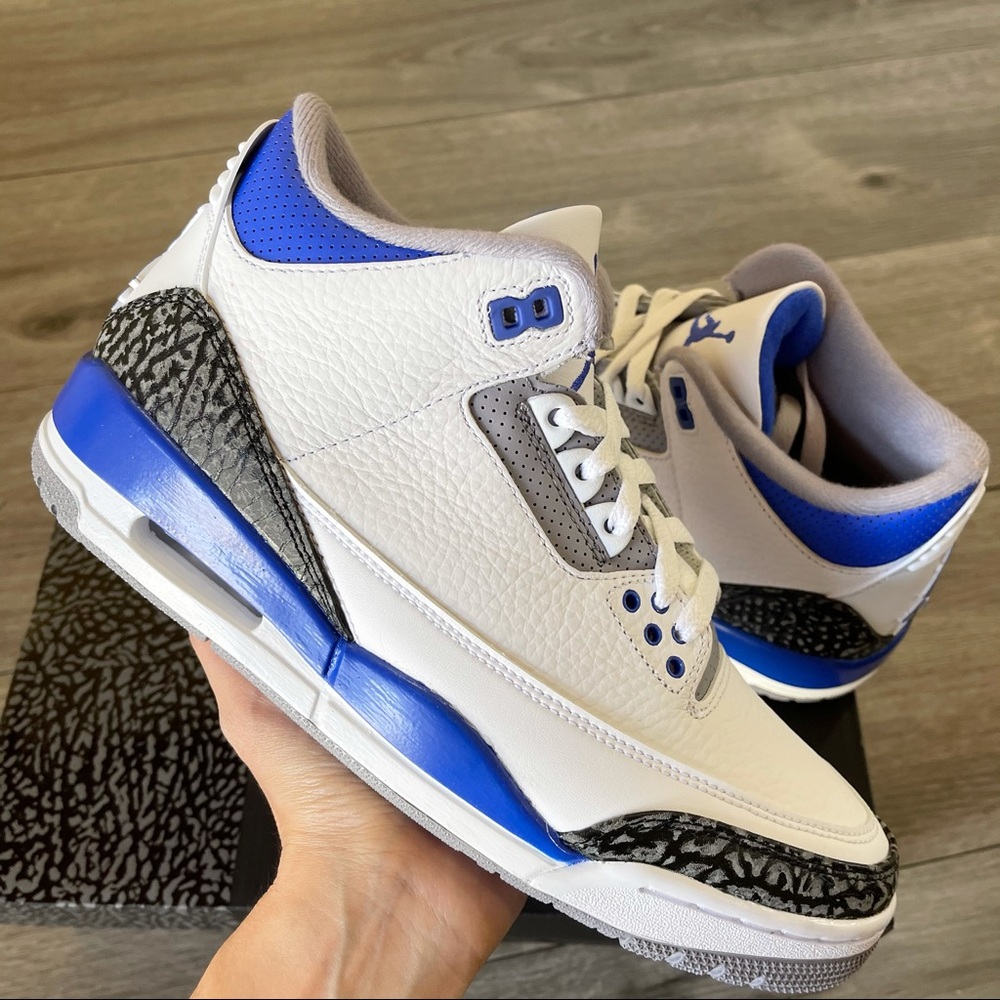 💙Air Jordan 3 Retro Racer Blue Black M8/W9.5💙 - Picture 1 of 9